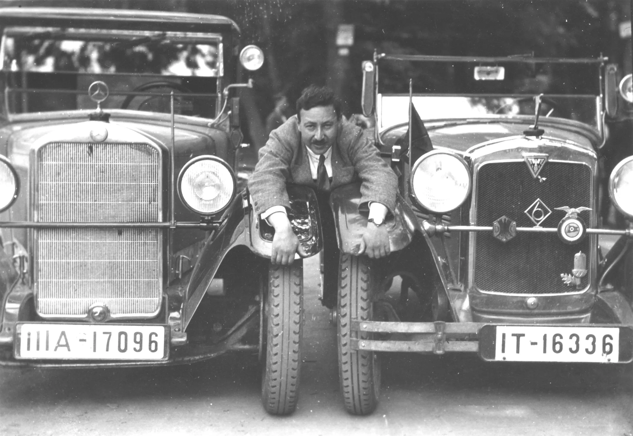 Josef Ganz with Mercedes-Benz and Adler cars